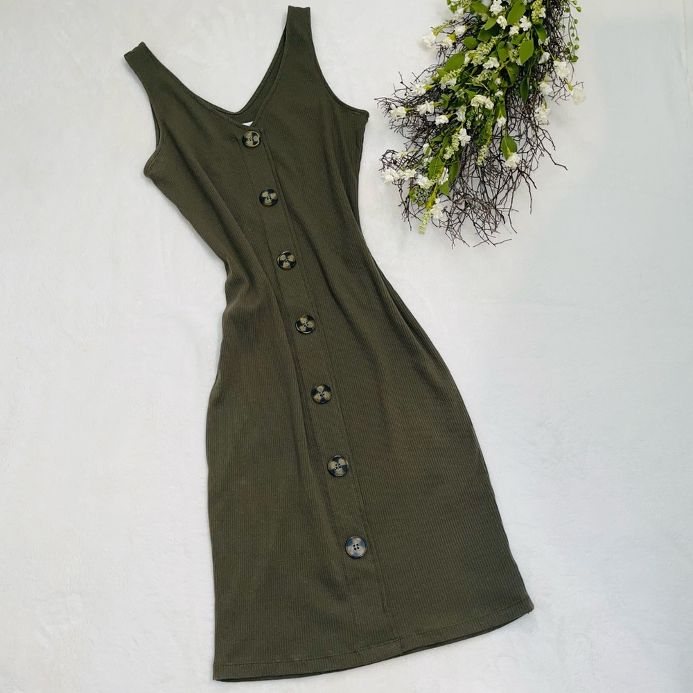 No Boundaries Olive Green Tank Style Bodycon Dress Size Large